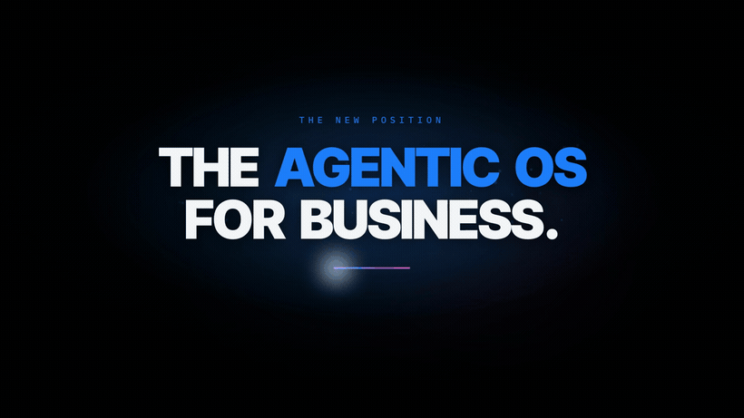 A dark webpage with the headline The Agentic OS for Business